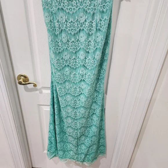 NWT Fanny fashion Sz XL Jade colour prom dress woth gold applique